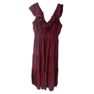 Elegant Burgundy Ruffle Dress
